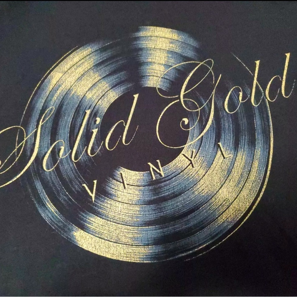 John Varvatos USA Black Solid Gold Vinyl Short Sleeve Tshirt SZ L